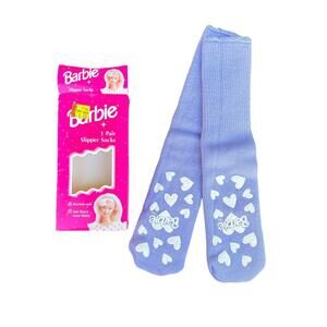 Vintage Barbie Slipper Socks Kids Girl Age 6-9  Purple NEW NIB